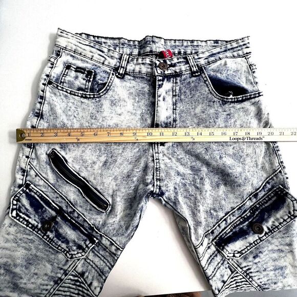 Brooklyns Best Stretch Mens Size 34x32 Skinny Blue Acid Wash Denim Jeans - Picture 5 of 9